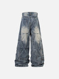 DAXUEN washed blue oversized quilted wide-leg jeans
