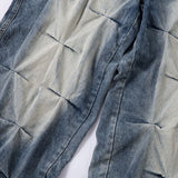 DAXUEN washed blue oversized quilted wide-leg jeans