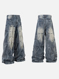 DAXUEN washed blue oversized quilted wide-leg jeans