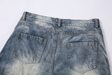DAXUEN washed blue oversized quilted wide-leg jeans