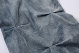 DAXUEN washed blue oversized quilted wide-leg jeans