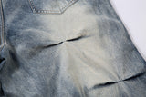 DAXUEN washed blue oversized quilted wide-leg jeans
