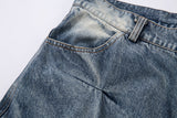 DAXUEN washed blue oversized quilted wide-leg jeans