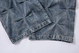 DAXUEN washed blue oversized quilted wide-leg jeans