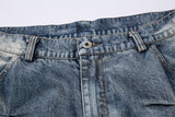DAXUEN washed blue oversized quilted wide-leg jeans