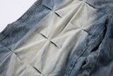 DAXUEN washed blue oversized quilted wide-leg jeans