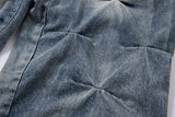 DAXUEN washed blue oversized quilted wide-leg jeans