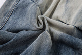 DAXUEN washed blue oversized quilted wide-leg jeans