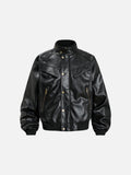 DAXUEN dark brown faux leather bomber jacket