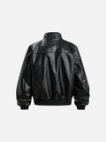 DAXUEN dark brown faux leather bomber jacket