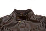 DAXUEN dark brown faux leather bomber jacket