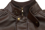 DAXUEN dark brown faux leather bomber jacket