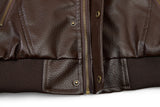 DAXUEN dark brown faux leather bomber jacket
