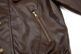 DAXUEN dark brown faux leather bomber jacket