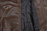 DAXUEN dark brown faux leather bomber jacket