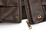 DAXUEN dark brown faux leather bomber jacket