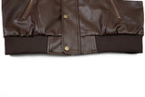 DAXUEN dark brown faux leather bomber jacket