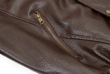 DAXUEN dark brown faux leather bomber jacket