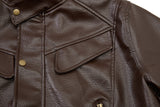 DAXUEN dark brown faux leather bomber jacket