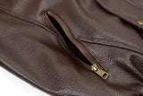 DAXUEN dark brown faux leather bomber jacket