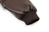 DAXUEN dark brown faux leather bomber jacket
