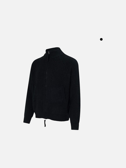 DAXUEN Textured full-zip cardigan sweater — model photo
