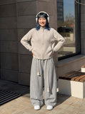 DAXUEN Textured full-zip cardigan sweater — model photo