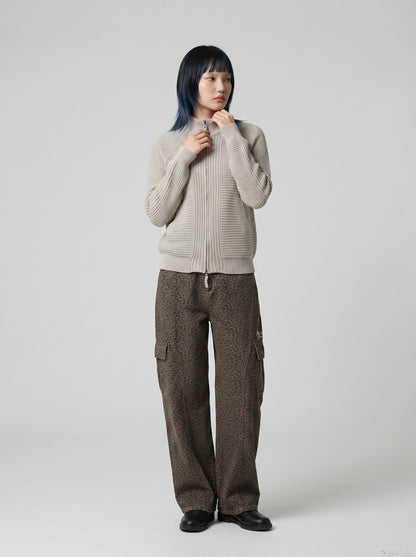 DAXUEN Textured full-zip cardigan sweater — model photo