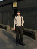 DAXUEN Textured full-zip cardigan sweater — model photo