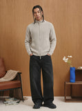 DAXUEN Textured full-zip cardigan sweater — model photo