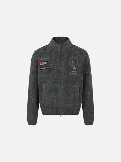 Textured Full-Zip Jacket with Patches 07