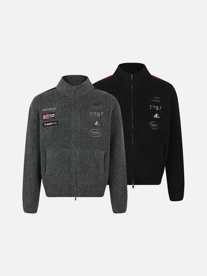 Textured Full-Zip Jacket with Patches 07