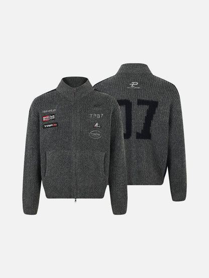Textured Full-Zip Jacket with Patches 07