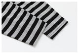 DAXUEN black and grey striped textured graphic polo shirt