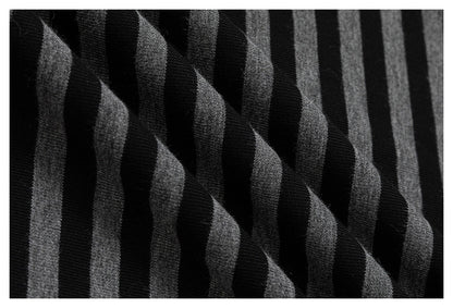 DAXUEN black and grey striped textured graphic polo shirt