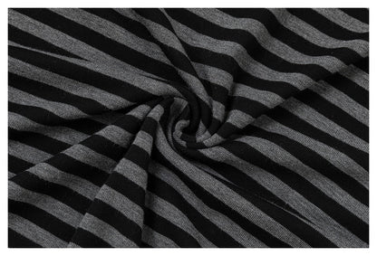 DAXUEN black and grey striped textured graphic polo shirt
