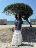 DAXUEN Relaxed-fit short-sleeved T-shirt with abstract graphic — model photo