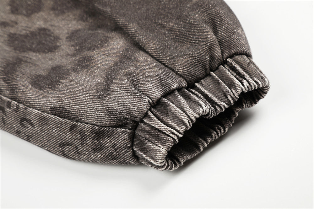 Textured Animal Pattern Full-Zip Jacket