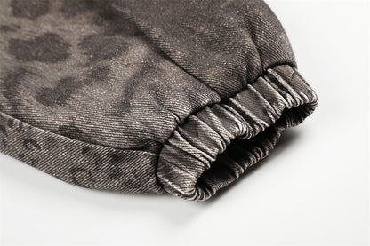 Textured Animal Pattern Full-Zip Jacket