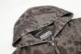 Textured Animal Pattern Full-Zip Jacket