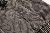 Textured Animal Print Full-Zip Jacket