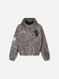 Textured Animal Pattern Full-Zip Jacket