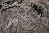 Textured Animal Pattern Full-Zip Jacket
