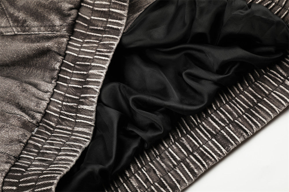 Textured Animal Pattern Full-Zip Jacket