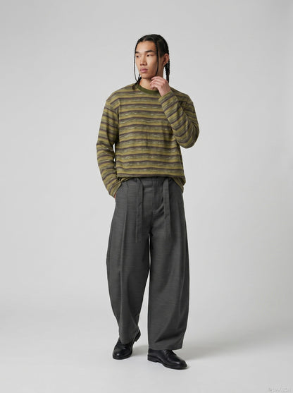 DAXUEN black textured horizontal stripes long-sleeve top — model photo