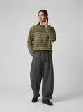 DAXUEN black textured horizontal stripes long-sleeve top — model photo
