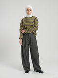 DAXUEN black textured horizontal stripes long-sleeve top — model photo