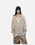 DAXUEN khaki textured long-sleeve jacket