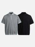 DAXUEN Men's short sleeve textured knit polo shirt