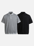 DAXUEN Men's short sleeve textured knit polo shirt